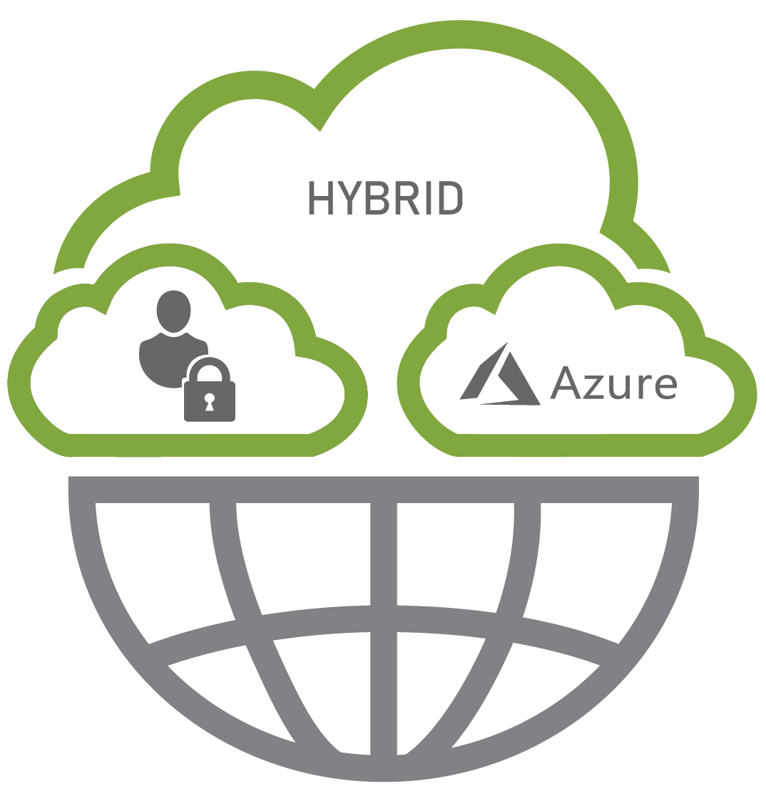 Global Hybrid cloud icon on white background